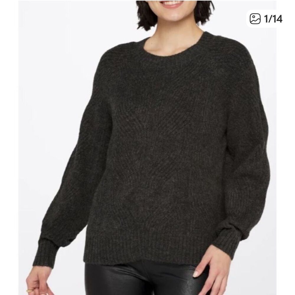 Nwt Market & Spruce Emma novelty stitch crewneck gray sweater